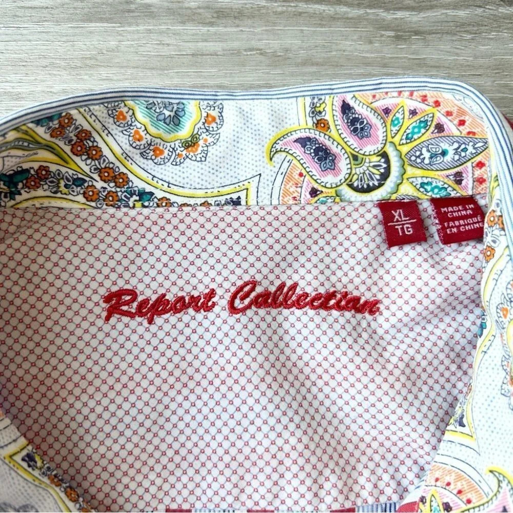 Report Collection Striped Pattern Paisley Pattern Cuffs Button Down Shirt - Picture 6 of 16